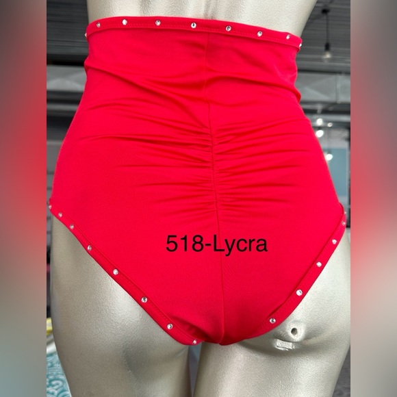 RED- Just to Flirt NWT Exotic Dancewear High Waist Lycra Short - Picture 3 of 4